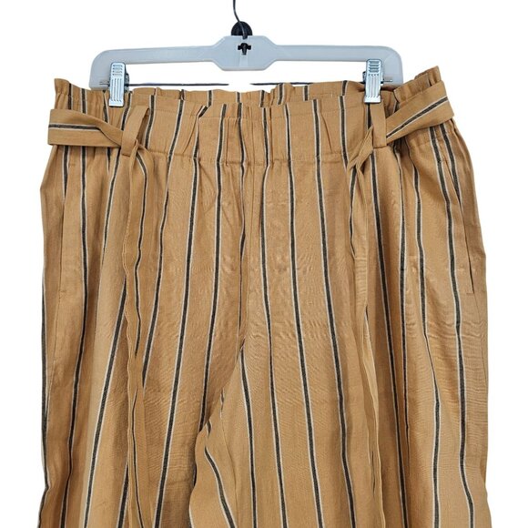 J. Jill Linen Stretch Paper Bag Waist Pants LP Wide Leg Crop Pull On Coastal - Picture 11 of 11